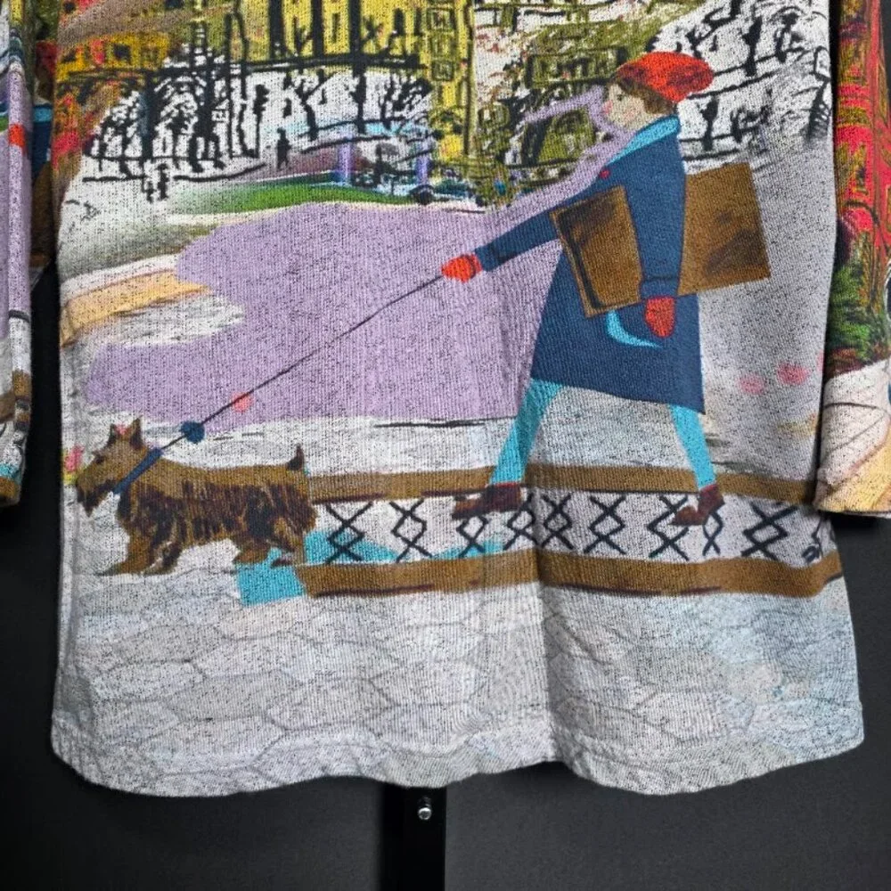 Parsley & Sage Tunic Top PL Petite Large Tapestry Art to Wear Dog Walker - Picture 2 of 6